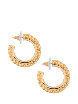 Eclectica Pre-Loved Refound Twisted Rope Hoop Earrings, Dated Circa 1990s - view 2, Gold