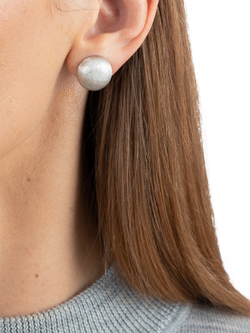 Eclectica Pre-Loved Refound Button Stud Earrings, Dated Circa 1980s - view 2, Silver