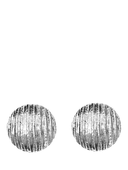 Eclectica Pre-Loved Refound Textured Button Clip-On Earrings, Dated Circa 1980s, Silver