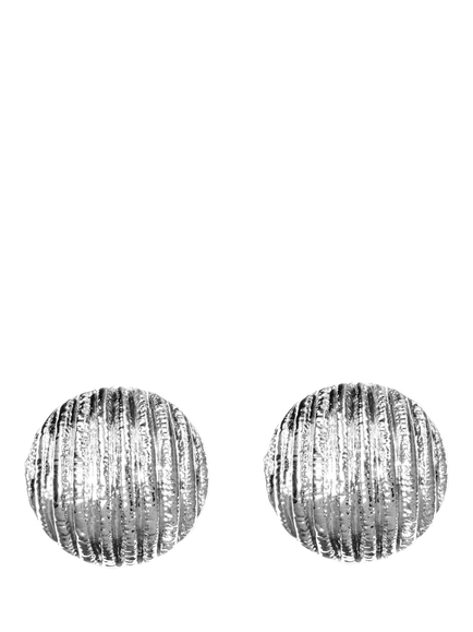 Eclectica Pre-Loved Refound Textured Button Clip-On Earrings, Dated Circa 1980s, Silver