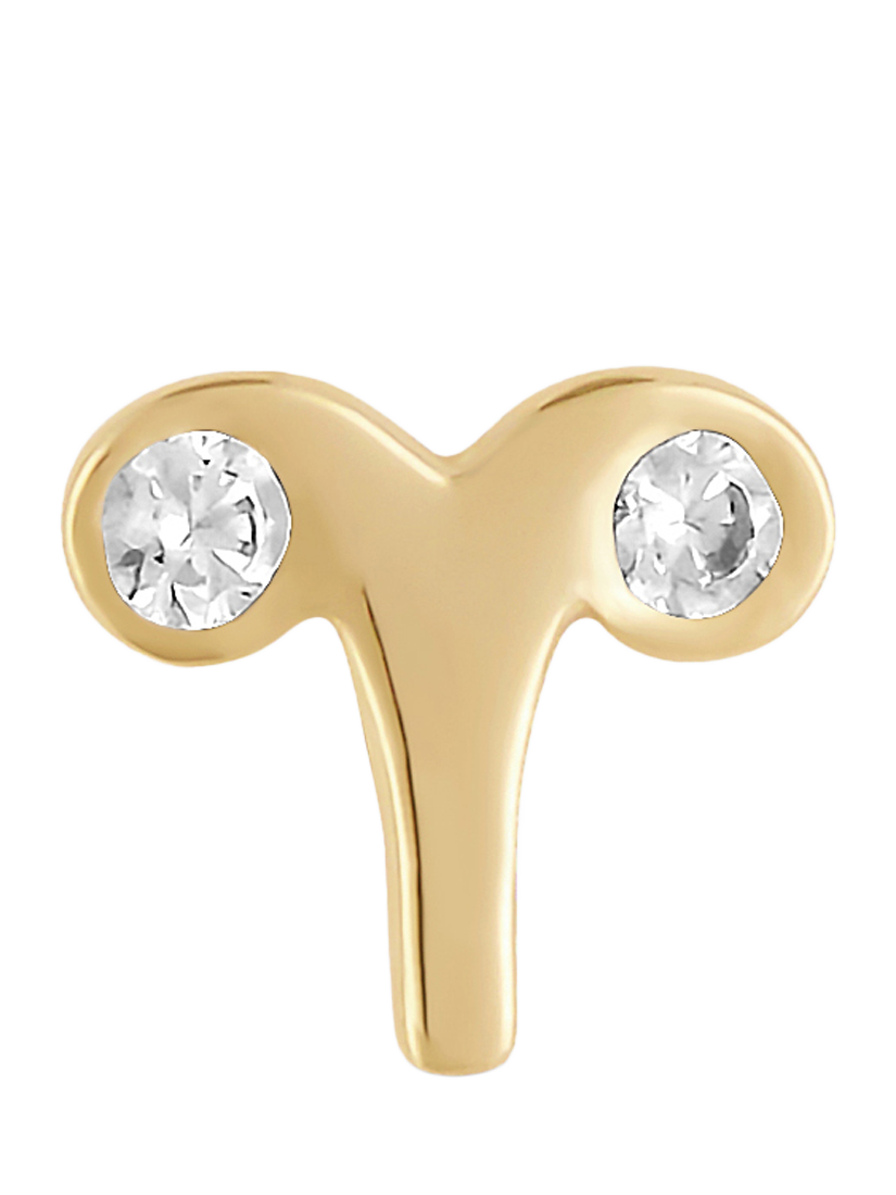 Product image 2 of 3, which shows Tish Lyon Zodiac 9ct Yellow Gold Jewelled Barbell Earring, Single, Aries