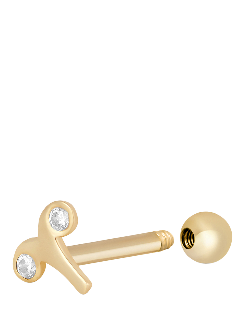 Product image 3 of 3, which shows Tish Lyon Zodiac 9ct Yellow Gold Jewelled Barbell Earring, Single, Aries