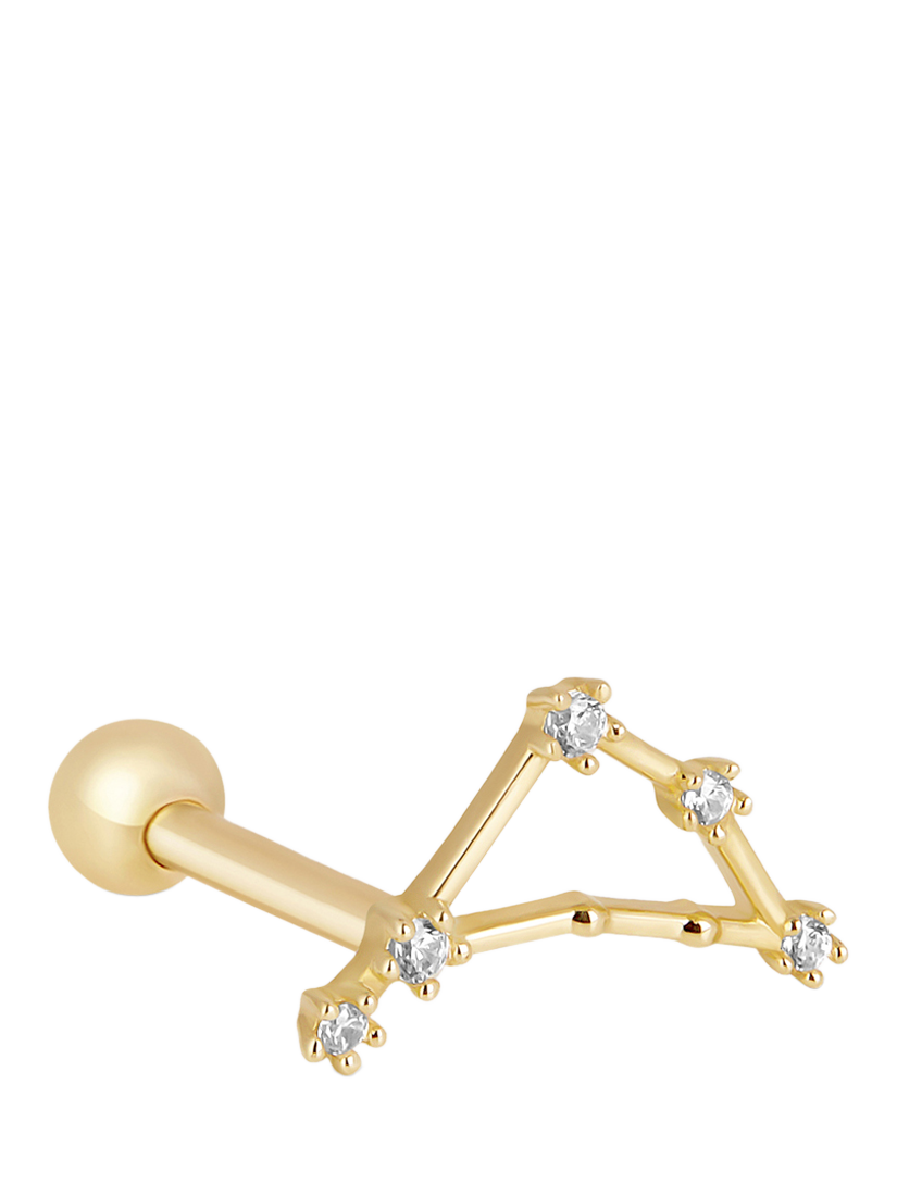 Product image 1 of 5, which shows Tish Lyon Zodiac Constellation 9ct Gold Barbell Earring, Single, Capricorn