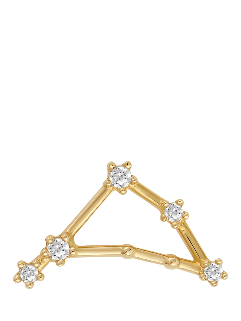 Product image 2 of 5, which shows Tish Lyon Zodiac Constellation 9ct Gold Barbell Earring, Single, Capricorn