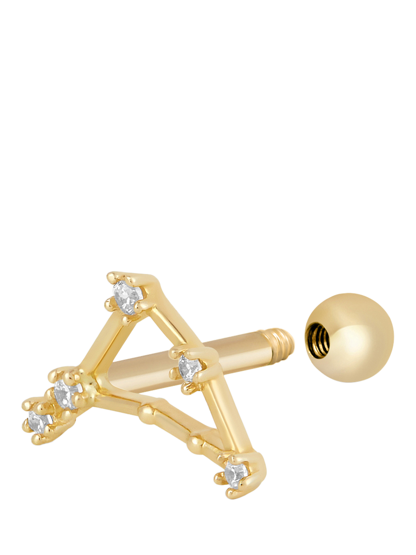 Product image 3 of 5, which shows Tish Lyon Zodiac Constellation 9ct Gold Barbell Earring, Single, Capricorn