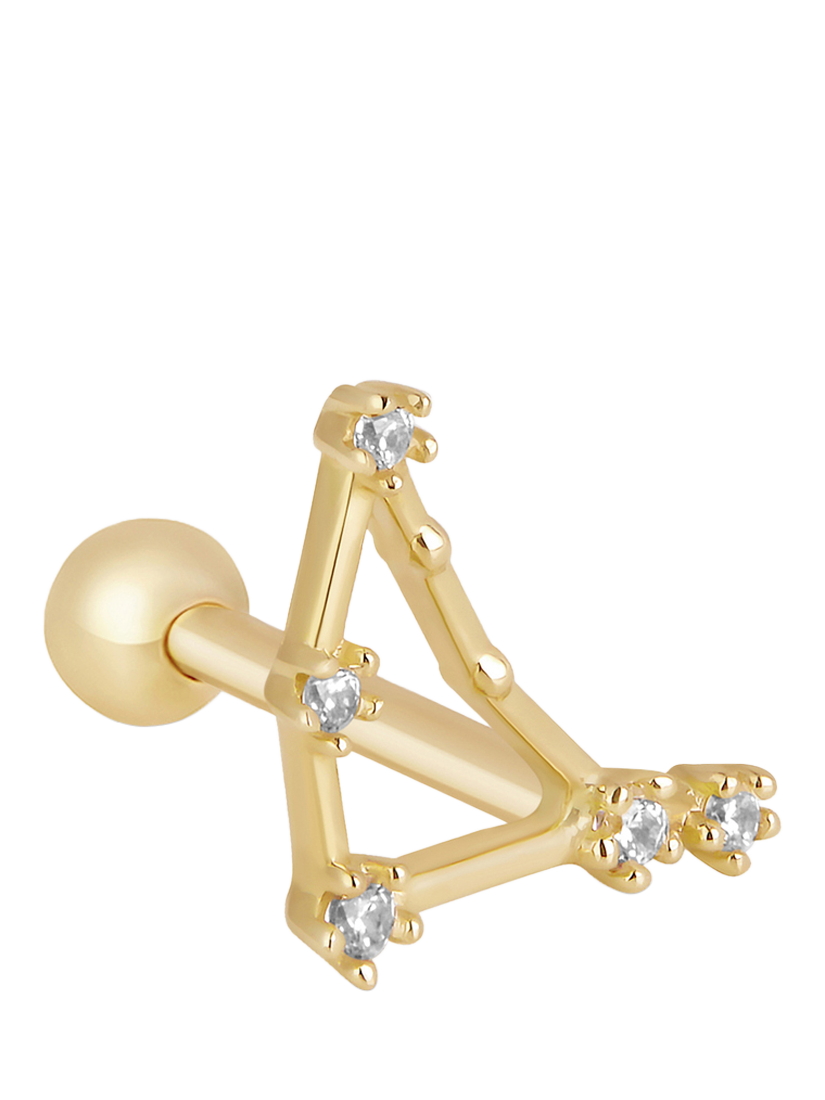 Product image 4 of 5, which shows Tish Lyon Zodiac Constellation 9ct Gold Barbell Earring, Single, Capricorn