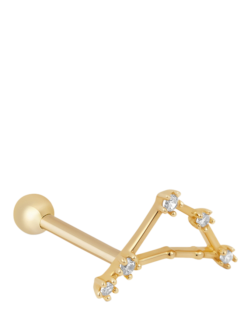 Product image 5 of 5, which shows Tish Lyon Zodiac Constellation 9ct Gold Barbell Earring, Single, Capricorn