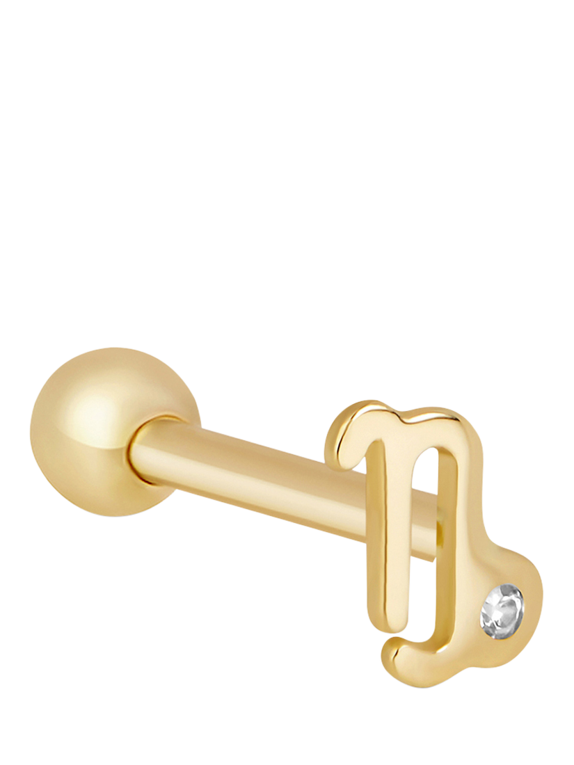 Product image 1 of 3, which shows Tish Lyon Zodiac 9ct Yellow Gold Jewelled Barbell Earring, Single, Capricorn