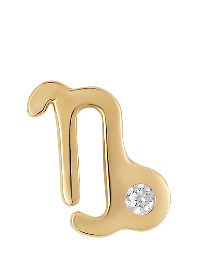 Product image 2 of 3, which shows Tish Lyon Zodiac 9ct Yellow Gold Jewelled Barbell Earring, Single, Capricorn