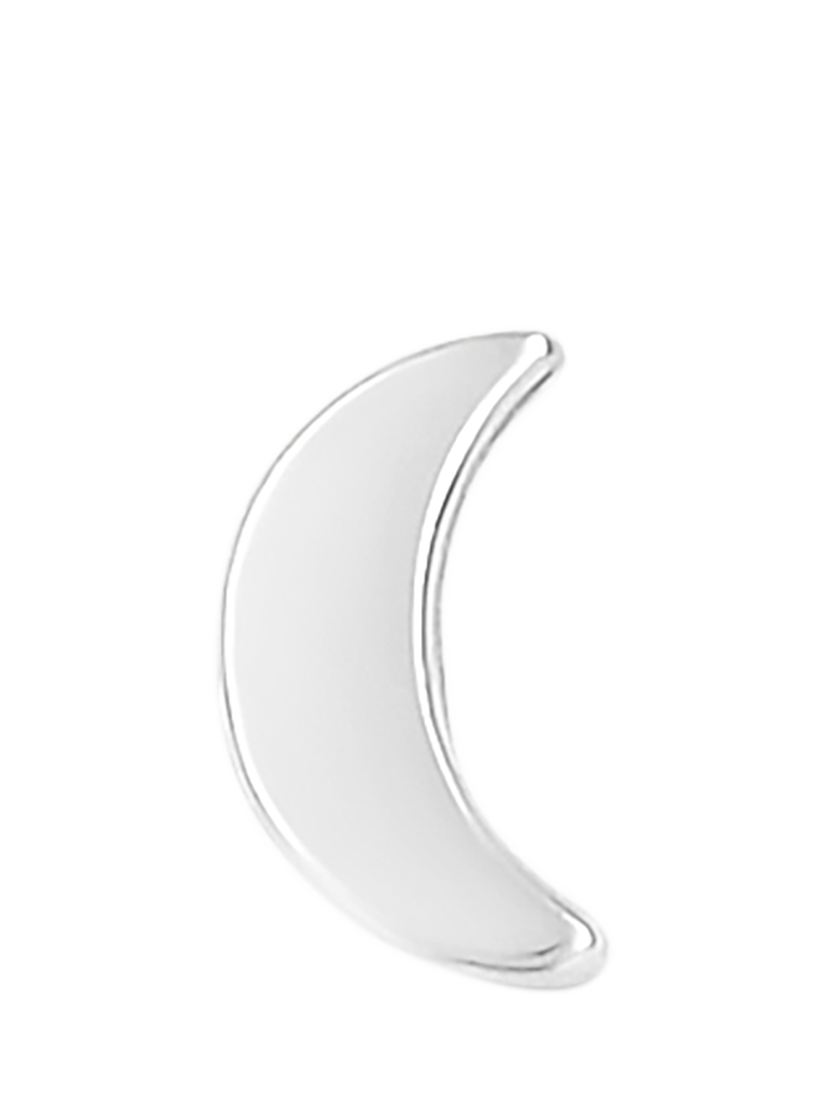 Product image 2 of 3, which shows Tish Lyon Crescent Moon 9ct White Gold Barbell Earring, 1.2cm Length, Single