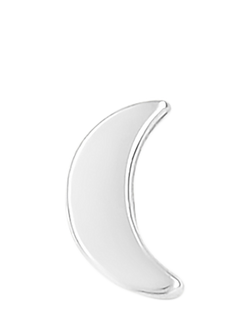 Tish Lyon Crescent Moon 9ct Gold Barbell Earring, 1.2cm Length, Single - view 2, Silver