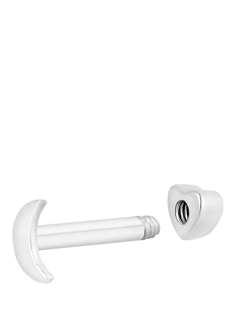 Product image 3 of 3, which shows Tish Lyon Crescent Moon 9ct White Gold Barbell Earring, 1.2cm Length, Single