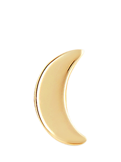 Tish Lyon Crescent Moon 9ct Gold Barbell Earring, 1.2cm Length, Single - view 2, Gold