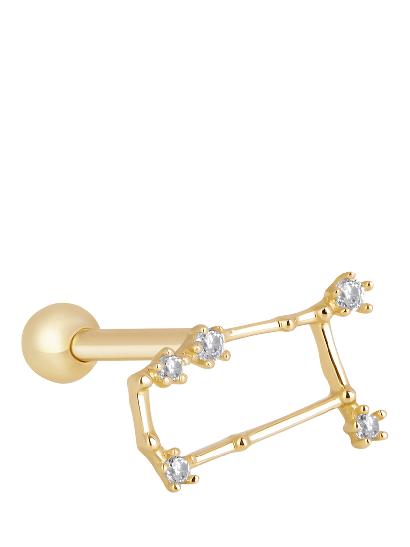 Product image 1 of 3, which shows Tish Lyon Zodiac Constellation 9ct Gold Barbell Earring, Single, Gemini