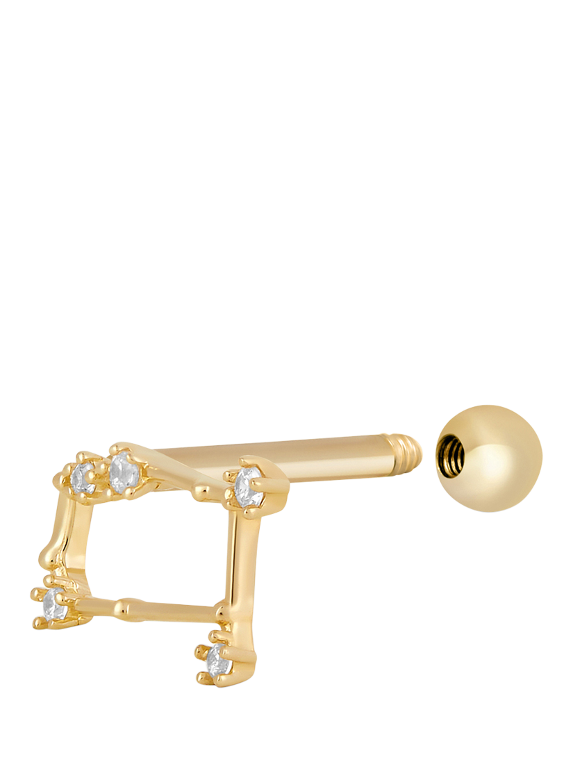 Product image 3 of 3, which shows Tish Lyon Zodiac Constellation 9ct Gold Barbell Earring, Single, Gemini