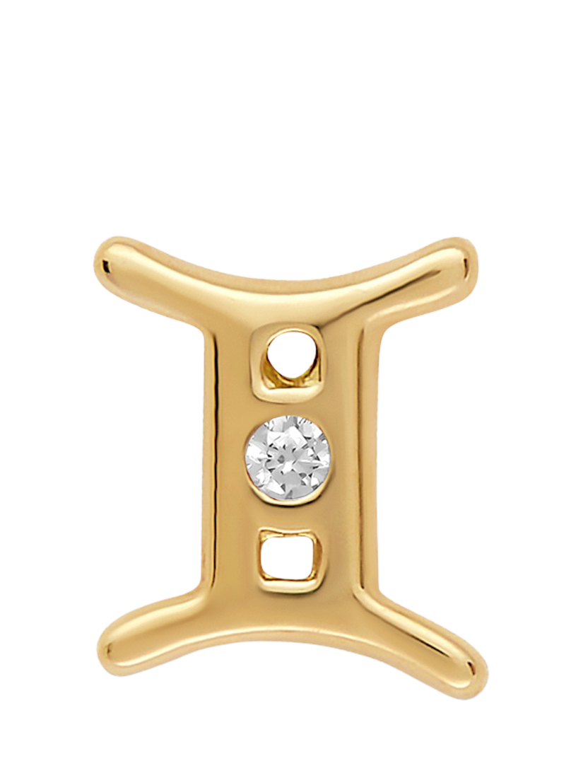 Product image 1 of 2, which shows Tish Lyon Zodiac 9ct Yellow Gold Jewelled Barbell Earring, Single, Gemini