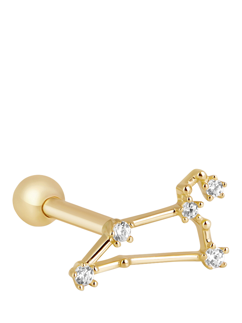 Product image 1 of 3, which shows Tish Lyon Zodiac Constellation 9ct Gold Barbell Earring, Single, Leo