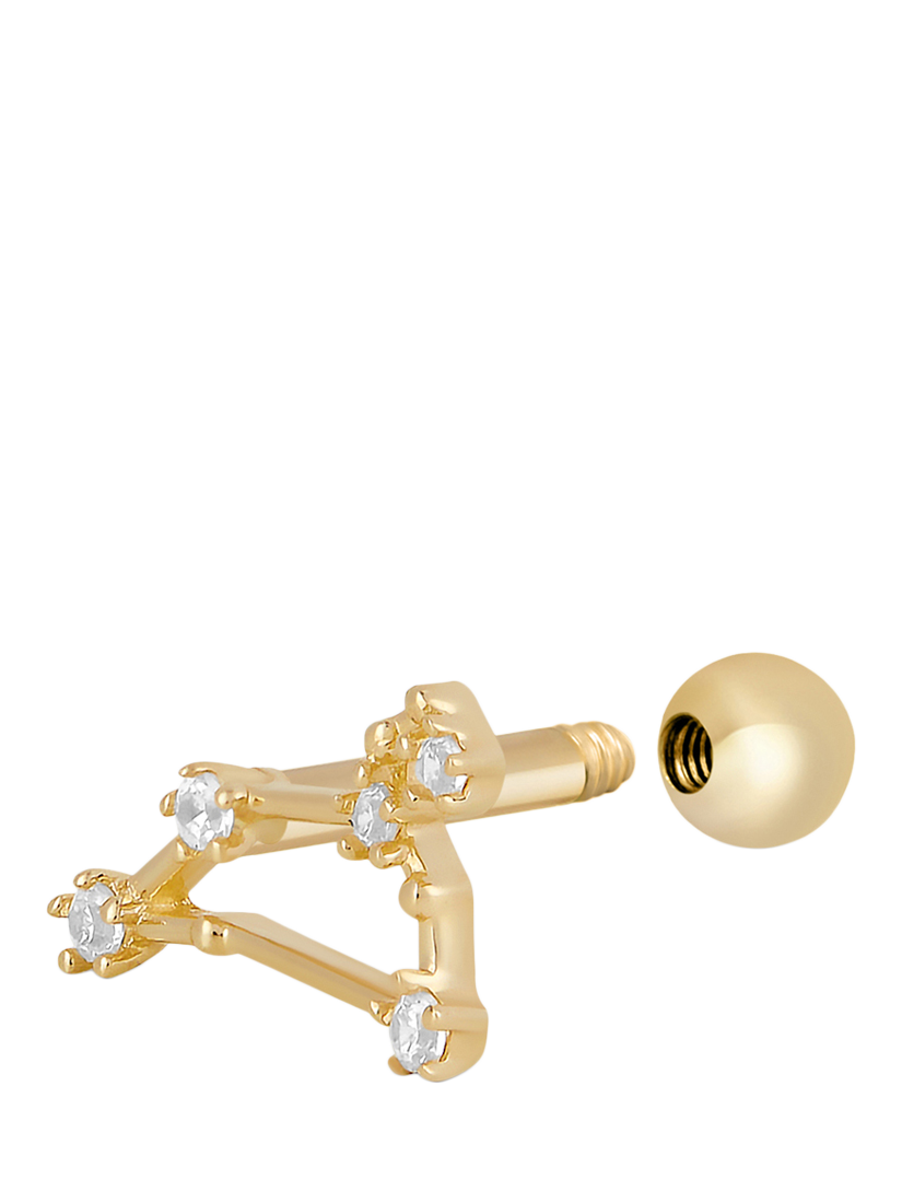 Product image 3 of 3, which shows Tish Lyon Zodiac Constellation 9ct Gold Barbell Earring, Single, Leo