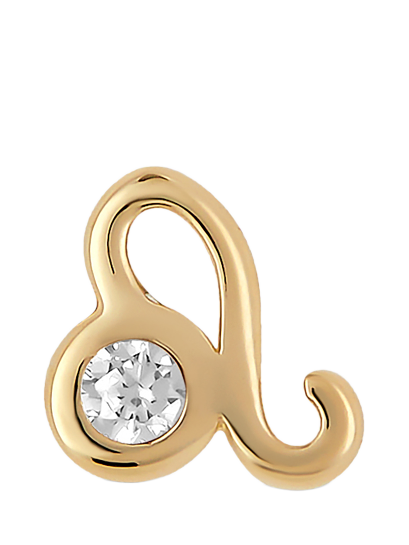 Product image 1 of 2, which shows Tish Lyon Zodiac 9ct Yellow Gold Jewelled Barbell Earring, Single, Leo