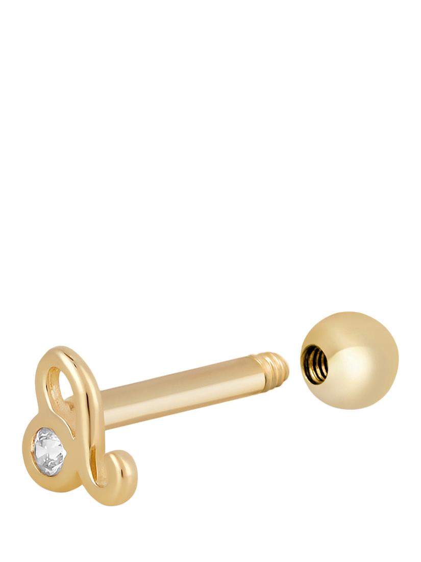Product image 2 of 2, which shows Tish Lyon Zodiac 9ct Yellow Gold Jewelled Barbell Earring, Single, Leo