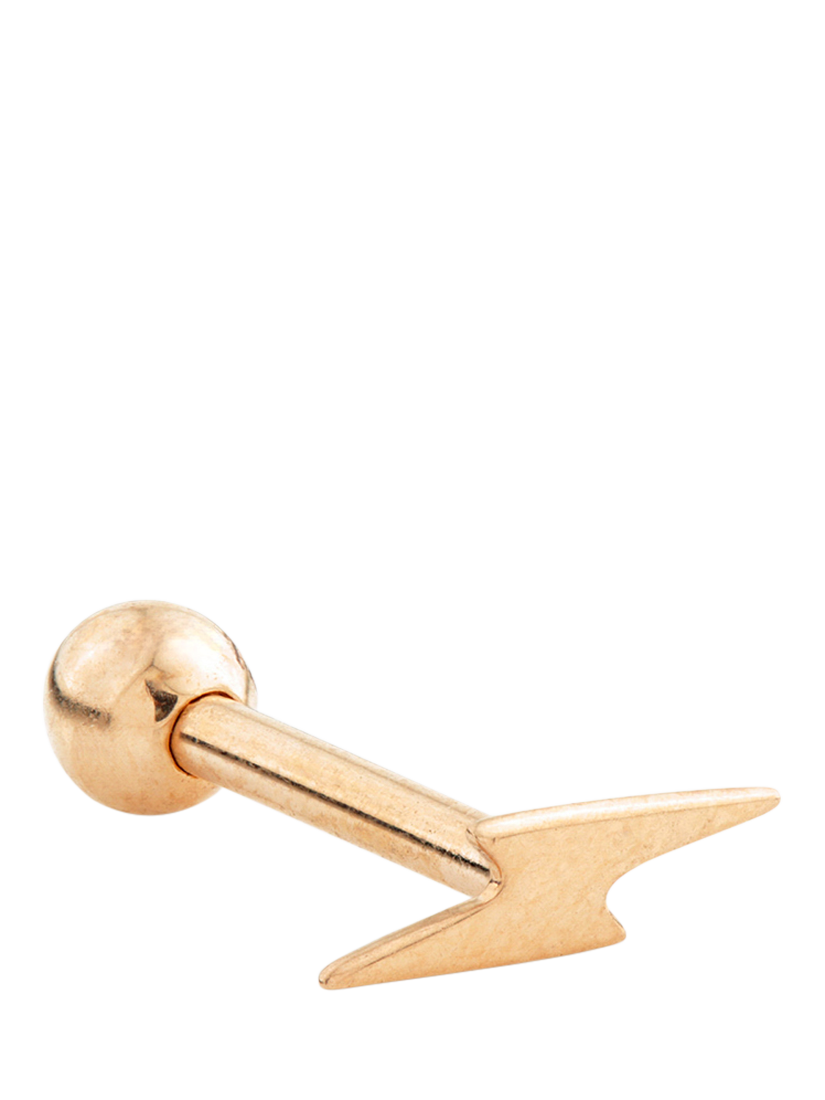 Product image 1 of 1, which shows Tish Lyon 9ct Rose Gold Lightning Bolt Barbell Stud Earrings