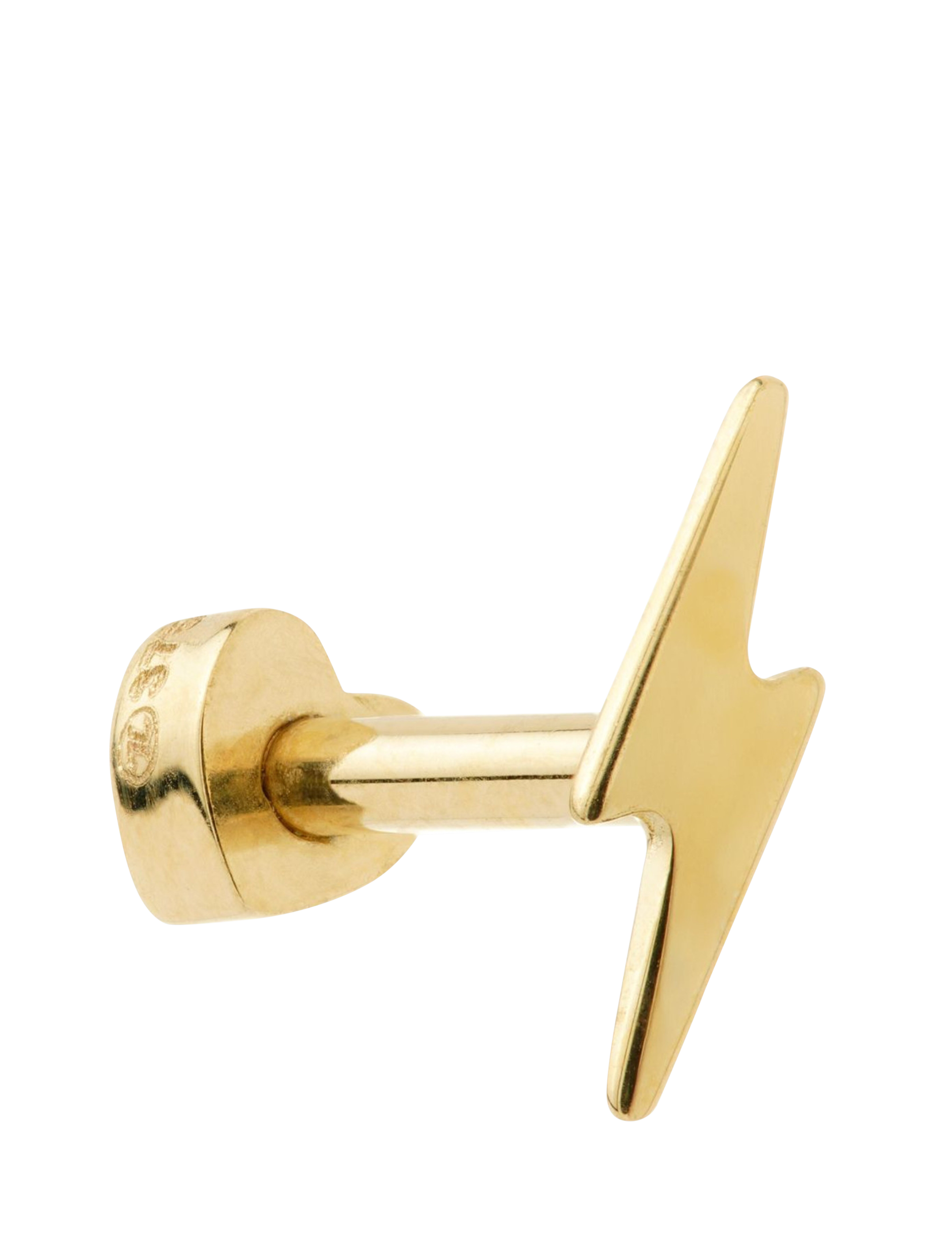 Product image 1 of 1, which shows Tish Lyon 9ct Gold Lightning Bolt Barbell Earring, Single, Gold