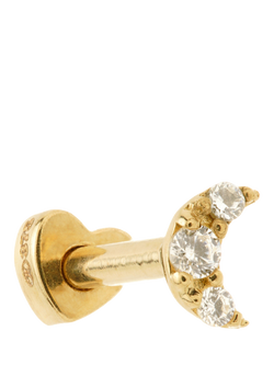 Tish Lyon 9ct Gold Cubic Zirconia Moon Heart Barbell Earring, Single, Gold