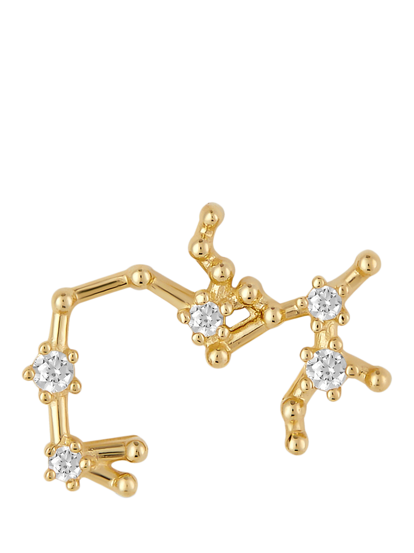 Product image 2 of 3, which shows Tish Lyon Zodiac Constellation 9ct Gold Barbell Earring, Single, Sagittarius