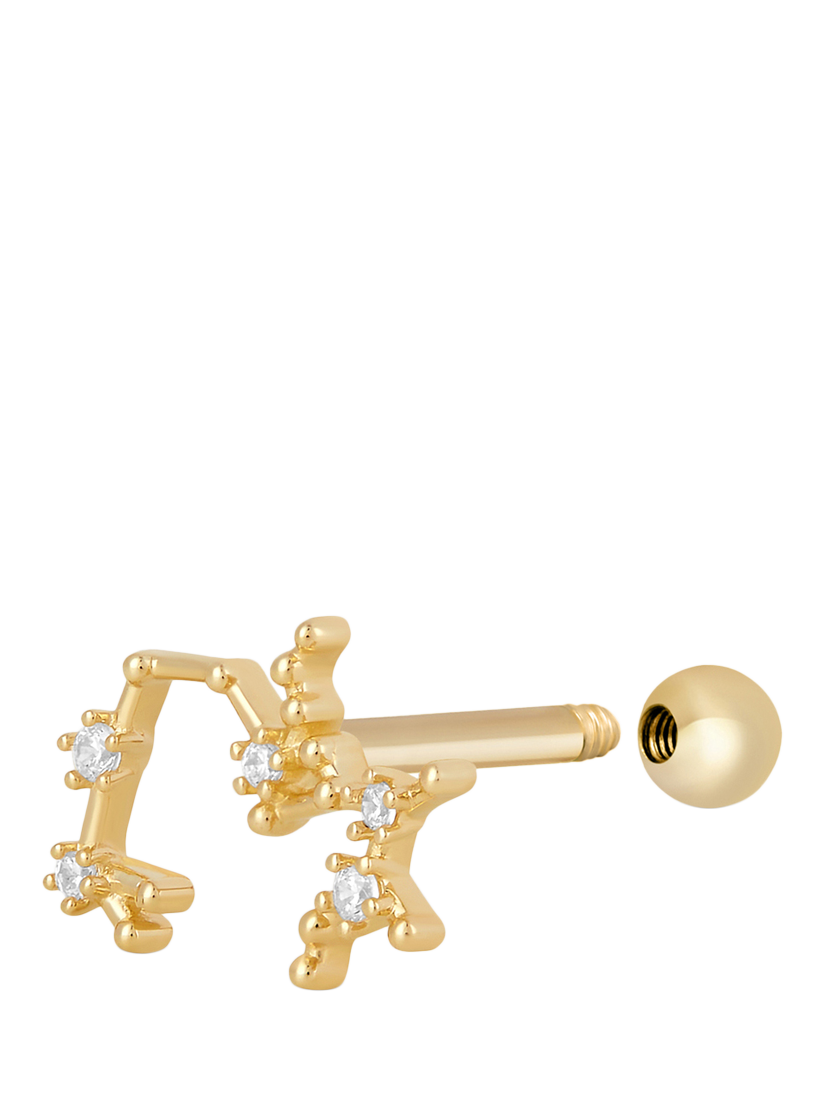 Product image 3 of 3, which shows Tish Lyon Zodiac Constellation 9ct Gold Barbell Earring, Single, Sagittarius