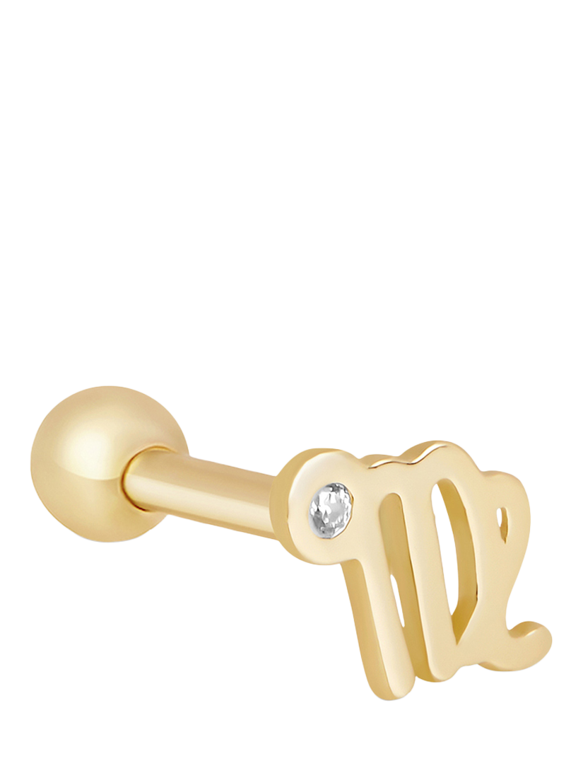 Product image 1 of 3, which shows Tish Lyon Zodiac 9ct Yellow Gold Jewelled Barbell Earring, Single, Virgo
