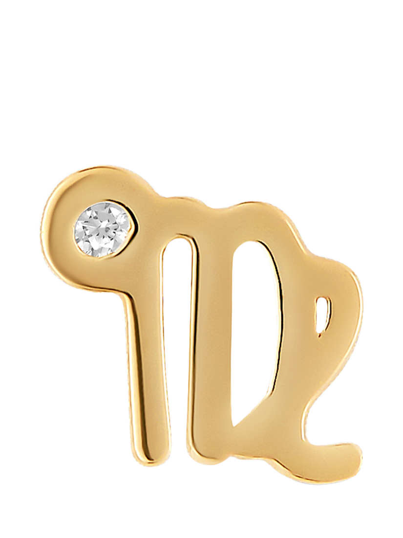 Product image 2 of 3, which shows Tish Lyon Zodiac 9ct Yellow Gold Jewelled Barbell Earring, Single, Virgo