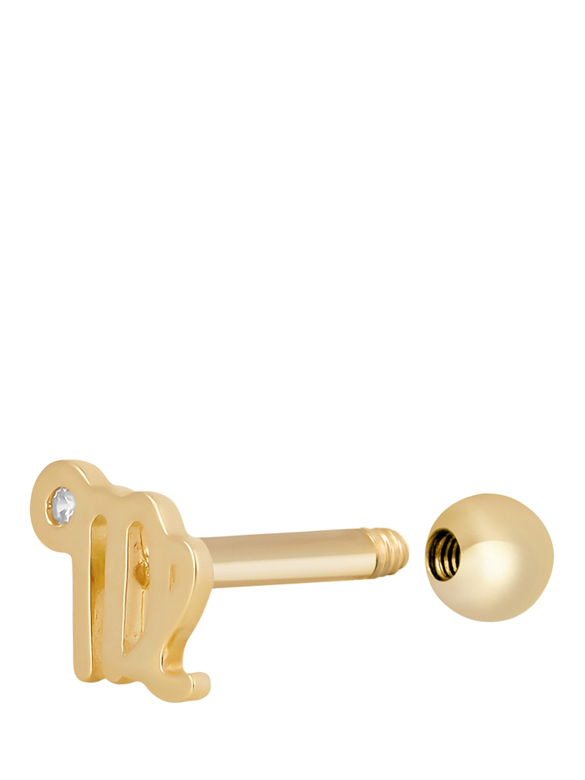 Product image 3 of 3, which shows Tish Lyon Zodiac 9ct Yellow Gold Jewelled Barbell Earring, Single, Virgo