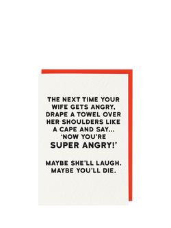 Redback Cards Super Angry Blank Greeting Card, 