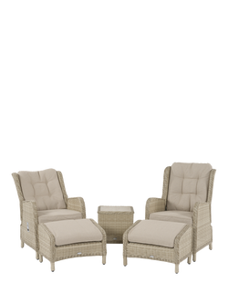 Bramblecrest Chedworth 2-Seater Garden Side Table, Reclining Chairs & Footstools Set, Sandstone - view 2, Sandstone