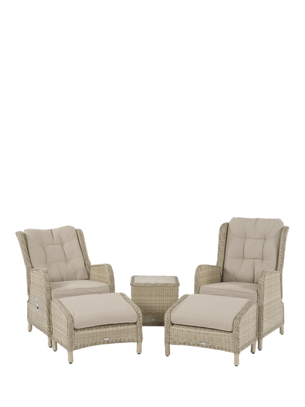 Bramblecrest Chedworth 2-Seater Garden Side Table, Reclining Chairs & Footstools Set, Sandstone - view 2, Sandstone
