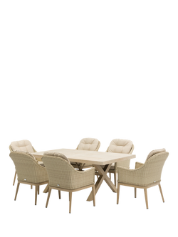 Bramblecrest Monterey 6-Seater Garden Dining Table & Chairs Set, Sandstone, Sandstone