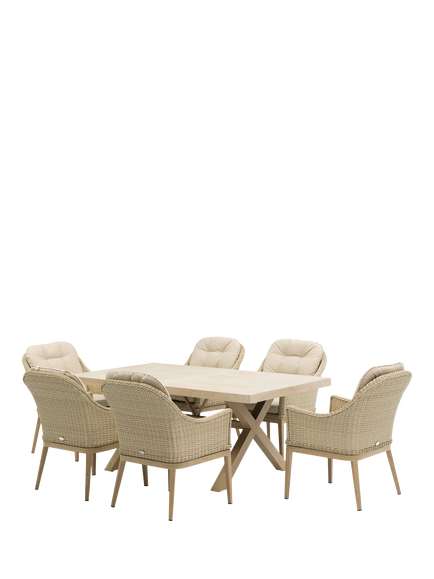 Bramblecrest Monterey Woven 6-Seater Garden Dining Table & Chairs Set, Sandstone, Sandstone