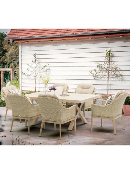 Bramblecrest Monterey Woven 6-Seater Garden Dining Table & Chairs Set, Sandstone - view 2, Sandstone