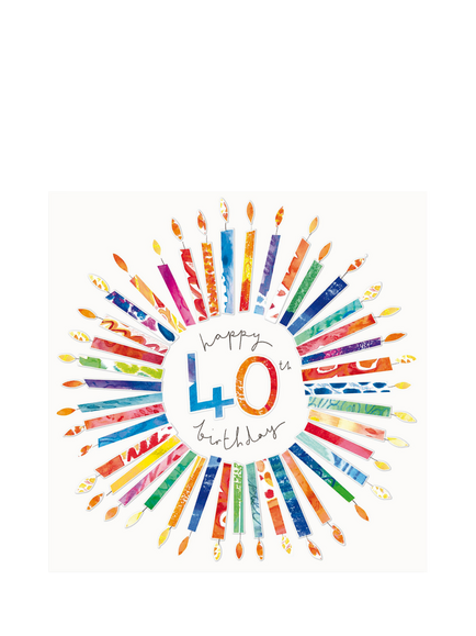 Woodmansterne Kaleidoscope Candles 40th Birthday Card, 
