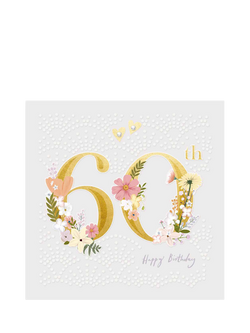 Woodmansterne Floral Numbers 60th Birthday Card, 