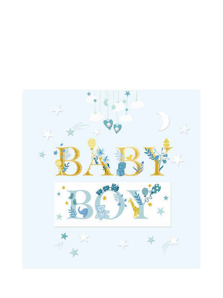 Woodmansterne Baby Boy Blue New Baby Card, 