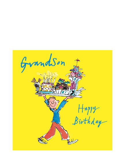Woodmansterne Boy Holding Tray Grandson Birthday Card, 