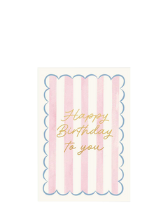 Woodmansterne Pink and White Stripes Birthday Card