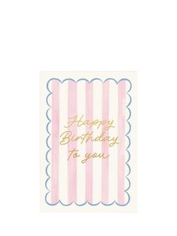 Woodmansterne Pink and White Stripes Birthday Card, 