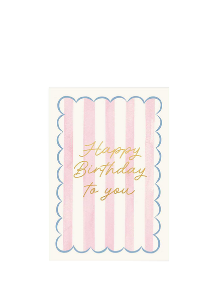 Woodmansterne Pink and White Stripes Birthday Card, 
