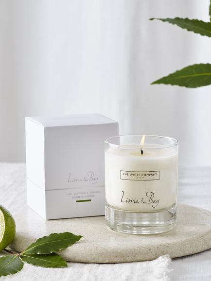 The White Company Lime & Bay Scented Candle, 140g - view 2, 