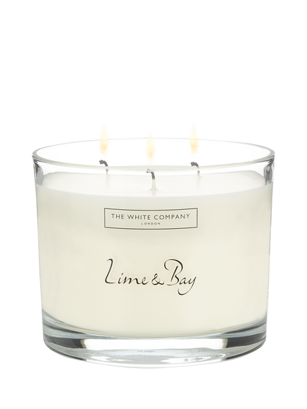 The White Company Lime & Bay 3 Wick Scented Candle, 770g, 