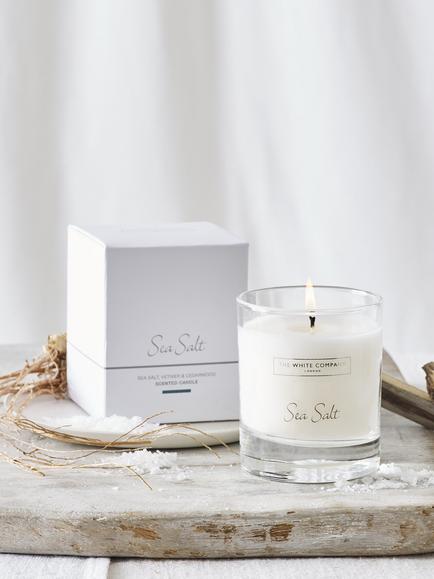 The White Company Sea Salt Scented Candle, 140g - view 2, 