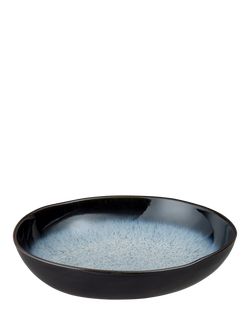 Denby Halo Large Organic Stoneware Serving Dish, 28cm, Black, Black