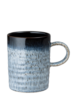 Denby Halo Ridged Stoneware Mug, 370ml, Black, Black